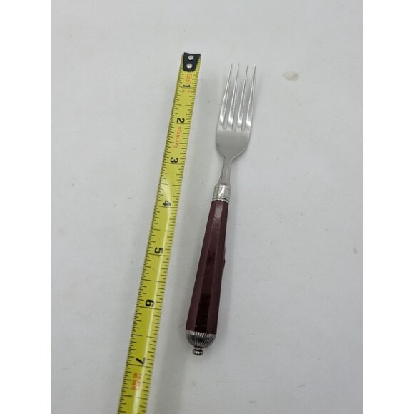 Laslo for Mikasa Silverware Plastic handle Burgundy faceted 17 Pieces HTF READ - Picture 13 of 16
